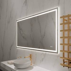 lot 999 image: Kaila 60 in. W x 32 in. H Rectangular Frameless Wall Mounted Bathroom Vanity Mirror with Variant LED (3K-4K-6K) - Retail $920