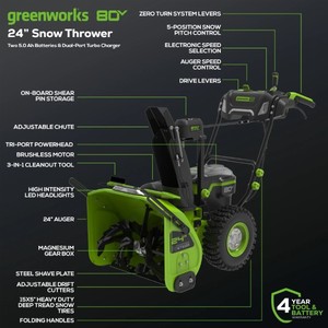 lot 1001 image: Greenworks Pro 80V Cordless Electric Snow Blower - Retail $400