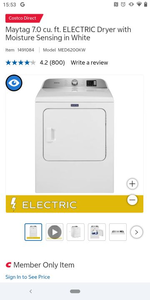 lot 1007 image: Maytag 7.0 cu. ft. ELECTRIC Dryer with Moisture Sensing in White - Retail $650