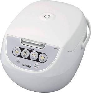 lot 1046 image: Tiger JBV-10-CU (Uncooked) Micom Rice Cooker with Food Steamer & Slow Cooker, White - Retail $135