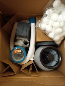 lot 1054 image: Bestway 58498E Flowclear 1500 Gallon Sand Filter Pool Pump for Above Ground 300 to 11,200 Gallon Swimming Pools with Adapter (Sand is Sold Separately) - Retail $490