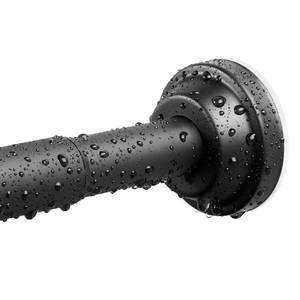 lot 1064 image: Shower Curtain Rod, 30 to 50 inch Tension No Drill Adjustable Heavy Duty Matte Black Bathroom Shower Spring Rod, No Drilling Curtain Rods for Bathroom, Anti-Slip, No Rust Stainless Steel Metal - Retail $27