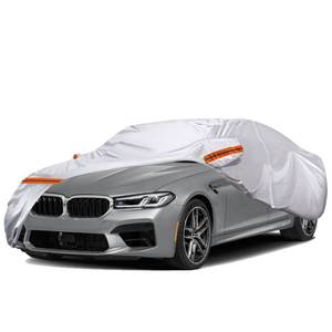 lot 1108 image: TUCAREST 6 Layers Full Car Cover for SedanWagonCoupeHatchback - Waterproof, Insulated, Anti-UV, Snow-Proof, Anti-Wind, All-Weather, Thickened Protection, up to 198 in - Retail $40