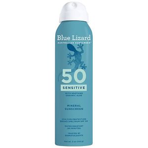 lot 1141 image: Blue Lizard Sensitive Mineral Sunscreen Spray - SPF 50 - 5 oz Whole Body, No Fragrance Added, Hypoallergenic - Retail $36