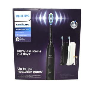 lot 1146 image: Philips Sonicare Professional Clean Power Toothbrush Set (Black White) - Retail $270