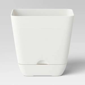 lot 1186 image: Set of 3 -Square Indoor Outdoor Planter Pot White 6x6 - Room Essentials - Retail $10