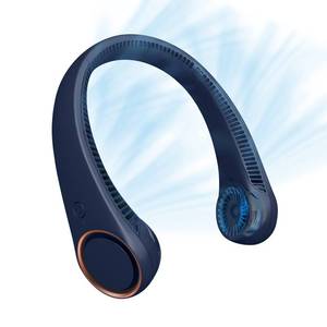 lot 1188 image: CIVPOWER Neck Fan Portable Personal Neck Cooling Rechargeable Bladeless Fan - Hands Free 3 Speed 4000 mAh Battery USB Operated Wearable Headphone Design - Gift for Men Women Outdoor (Dark Blue) - Retail $28