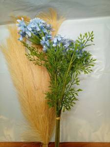 lot 1201 image: Threshold Artificial Pampas Grass Stems with Blue Flowers - Retail $20