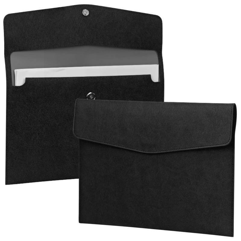 lot 2024 image: File Folder, PU Leather A4 Document Holder File Organizer Filing Envelope Portfolio Case Tablet Sleeve with  Snap Closure for Home School Office Stationery Black - Retail $10