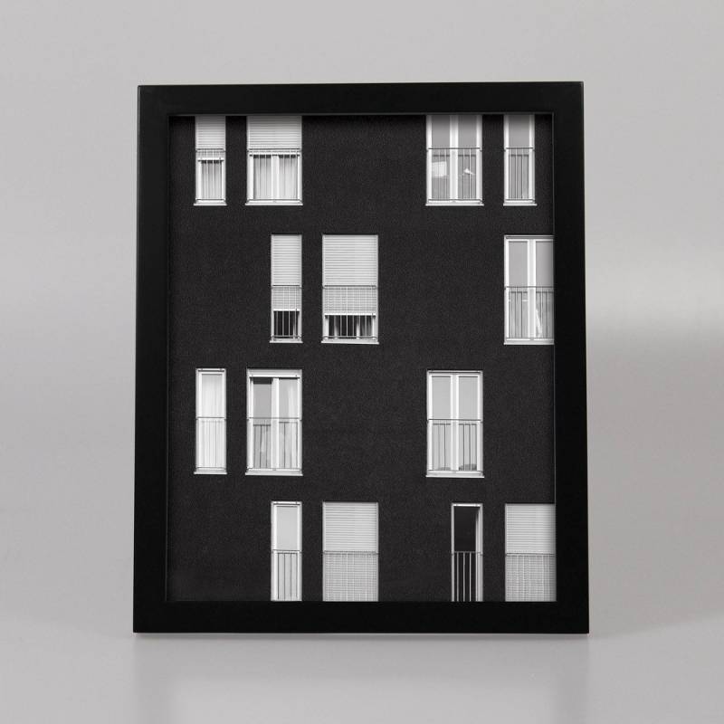 lot 2028 image: 3 Pack 8 x 10 Picture Frame Black - Threshold Modern Style, MDF, Glass Glazing, WallTabletop Display - Retail $45