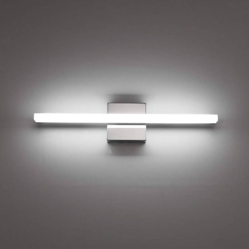 lot 2031 image: Combuh Modern Bathroom Light Fixtures Over Mirror, 16 Inch IP44 9W Chrome Vanity Light Bar for Bathroom, Wall Light Fixtures Cool White 6000K - Retail $57