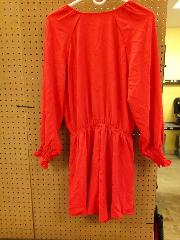lot 2037 image: Red Polyester Long Sleeve Shorts with tie back.  Size Small - Retail $15