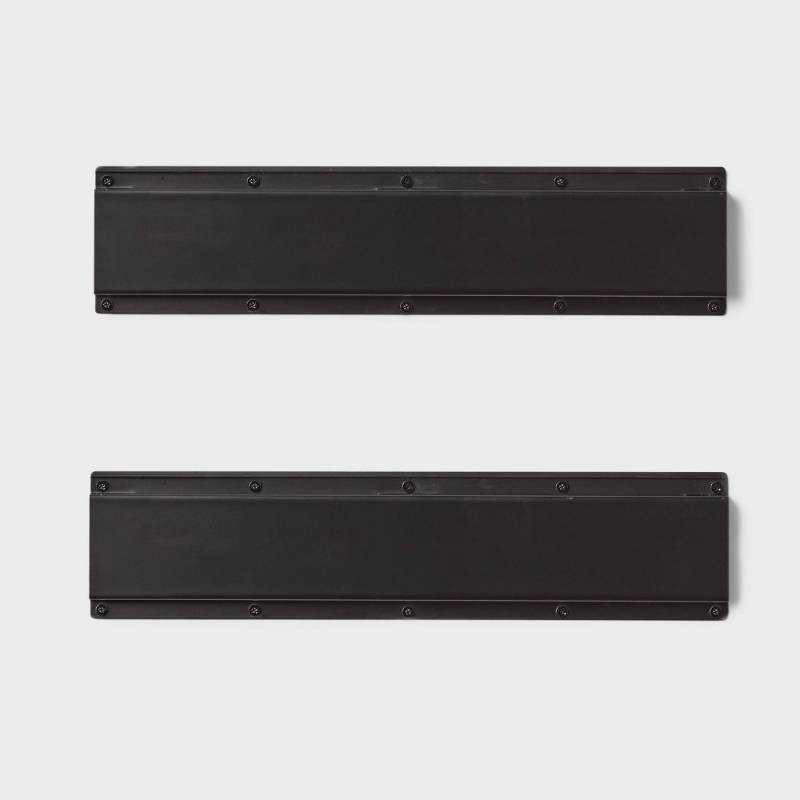 lot 2050 image: 2pk Heavy Duty Rails - Brightroom Wall Mounted Garage Storage, Black Steel Utility Rack, 90lb Capacity - Retail $10