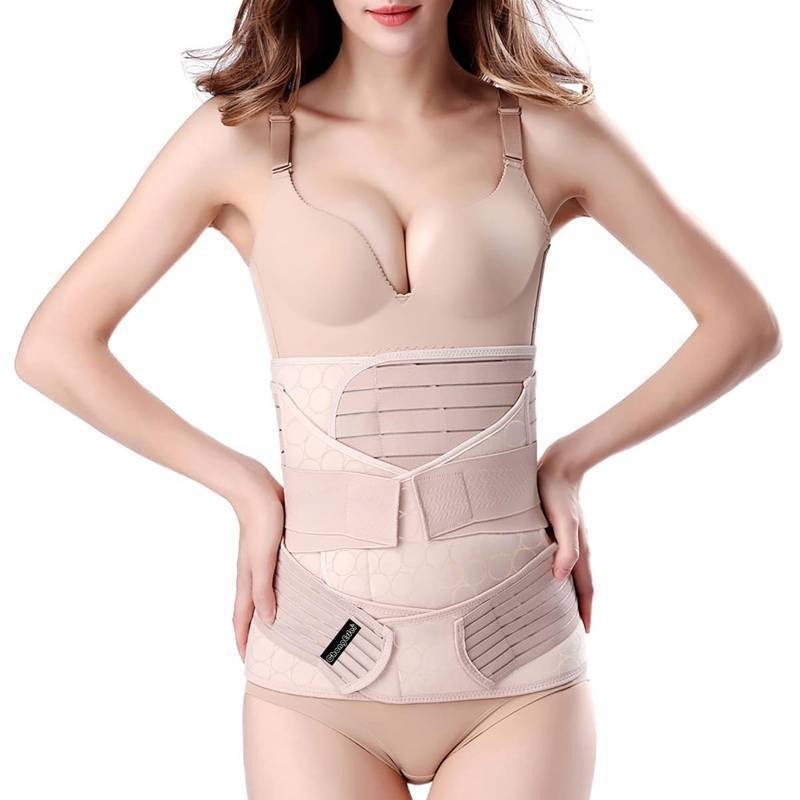 lot 2097 image: ChongErfei 3 in 1 Postpartum Support - Recovery Bellywaistpelvis Belt Shapewear Slimming Girdle, Beige, LOne Size For Posture Correction Retail $21