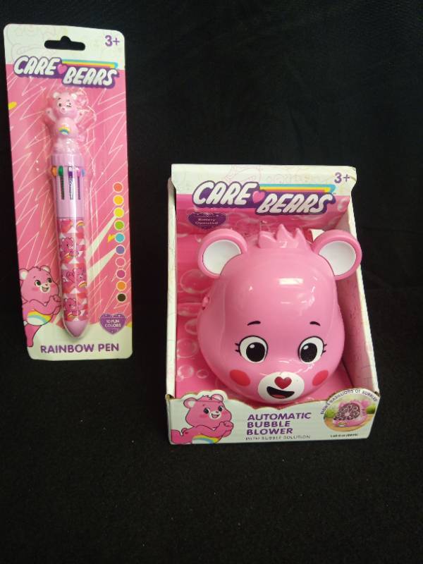 lot 2007 image: Care Bears Pink Rainbow Pen and Bubble Blower Set - Retail $14