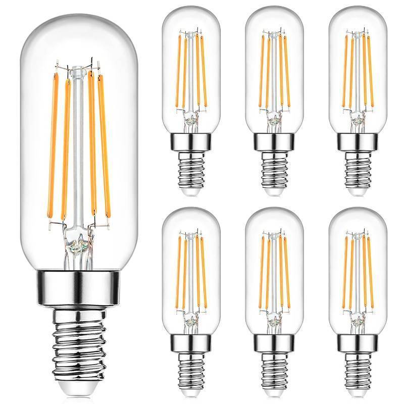 lot 2018 image: E12 Edison LED Light Bulbs 40 Watt Equivalent Candelabra, Dimmable 2700K Warm White T6 Clear LED Bulbs 4W 400lm Vintage T25 for Chandelier Ceiling Fan, Tubular Small Filament Bulbs, 6 Packs - Retail $18