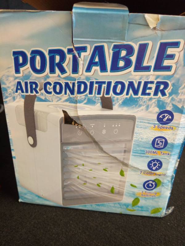 lot 2019 image: Portable Mini Air Conditioner with 7-Color LED - Retail $29