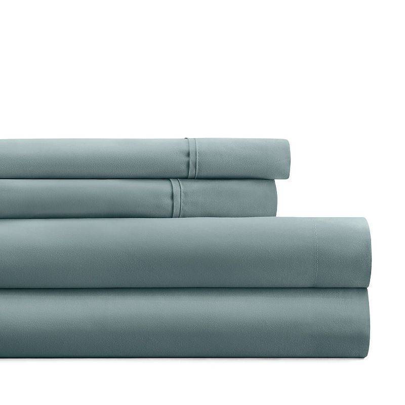 lot 2003 image: Noble Linens 3 Piece Solid Microfiber Bed Sheet Set  Ocean  Twin