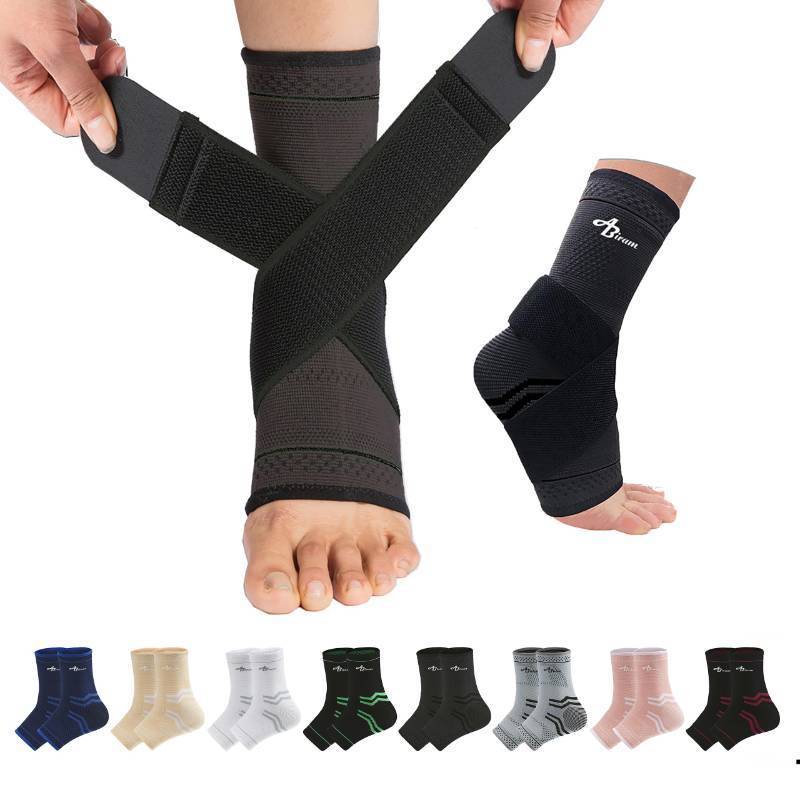 lot 2072 image: ABIRAM Ankle Brace for Women &amp Men, Ankle Compression Sleeve, Foot Sleeve with Strap (1 Pair), Ankle Support for Sprained Foot &amp Arch, Plantar Fasciitis Relief Socks, Achilles Tendonitis, Sports&nbsp