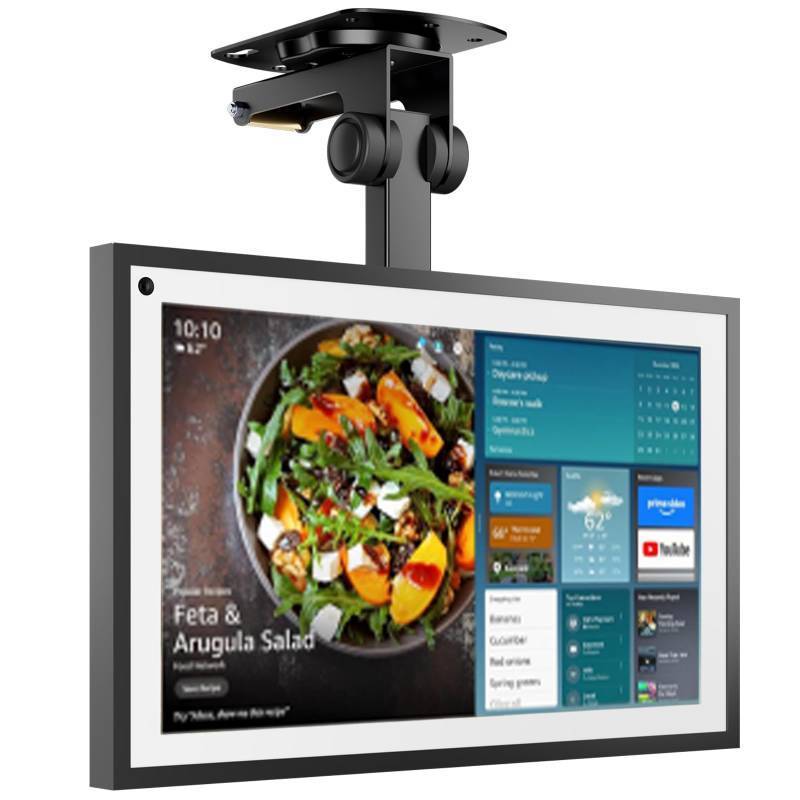 lot 2074 image: WALI Under Cabinet Mount for Echo Show 21, Echo Show 15, Height Adjustable and Foldable Mounting Bracket, Tilt Swivel for Echo Show 21, Echo Show 15, Holds up to 44lbs (ECS001), Black