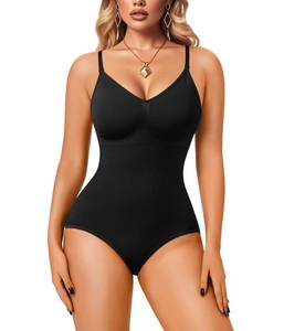 lot 2107 image: Irisnaya Slimming Bodysuits Shapewear for Women - Tummy Control Camisole Leotards with Spaghetti Straps (Black, ML) - Retail $20