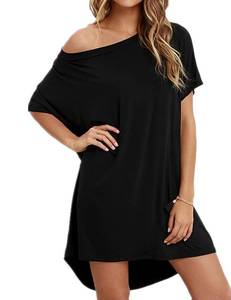 lot 2108 image: Haola Women Loose T Shirts Home Short Shirt Mini Dresses Tops Black XL - Retail $20