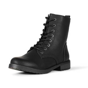 lot 2123 image: Amazon Essentials Womens Lace-Up Combat Boots with Lug Sole and Side Zipper, Black, 8 - Retail $33