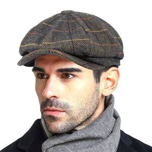lot 2129 image: Mens Fashion Newsboy Gatsby Hat Vintage Beret Flat Ivy Cabbie Driving Hunting Cap for Boyfriend, Brown, XL - Retail $17