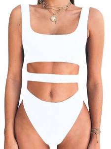 lot 2134 image: BEAGIMEG Womens Tank Top Cut Out Sleeveless Bodice Bodysuit Party Clubwear White - Retail $15