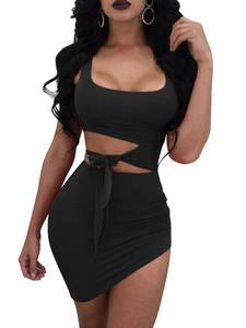 lot 2137 image: GOBLES Womens Sexy Bodycon Cut Out Sleeveless Outfit Mini Club Tank Dress Black XS - Retail $20