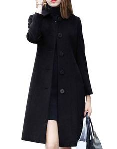 lot 2145 image: chouyatou Womens Fall Winter Elegant Single Breasted Long Wool Coat Overcoat (2X-Large, Black) - Retail $59