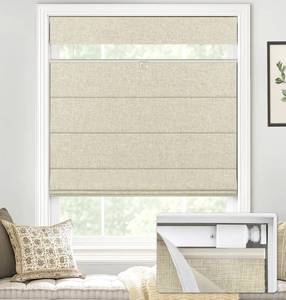 lot 3600 image: LazBlinds No Tools No Drill TDBU Cordless Roman Shades for Window, Thermal Insulated UV Blocking, 100% Blackout Fabric Blinds for Bedroom & Living Room, 21 W x 64 H, Blackout - Beige - Retail $40