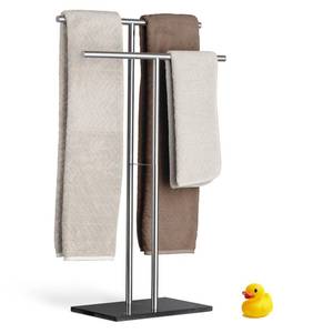 lot 3603 image: Towel Stand Freestanding Towel Rack for Bedroom &amp Bathroom, Heavy-Duty Towel Drying Rack with Sturdy Base, Stylish Modern Free Standing for Spa &amp Home 1.6x2.7x0.7 - Retail $55