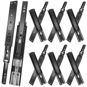 lot 3609 image: 20 inch Drawer Slides 6 Pairs (12pcs) Soft Close 3 fold Full Extension Side Mount Cabinet Drawer Glides 20 Black Cabinet Rails for Dresser, Cabinet, Kitchen 100 LB Capacity - Retail $40