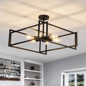 lot 3613 image: ZGLAOJT 6-Lights Close to Ceiling Light 22.83 Inch Black Light Fixture Industrial Flush Mount Ceiling Large Farmhouse Chandelier Lighting for Kitchen Island Dining Room Bedroom Foyer Hallway - Retail $95