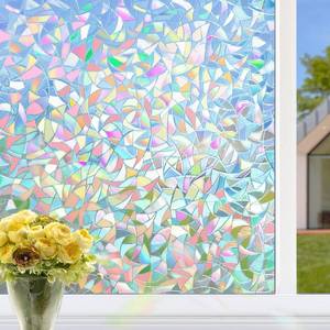 lot 3622 image: HIDBEA Window Privacy Film Static Clings, Rainbow Window Film, 3D Decals Non-Adhesive Window Vinyl Film for Home Door, 35.4 Inch x 6.5 Feet - Retail $35