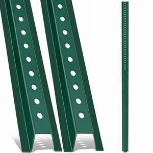 lot 3624 image: Gisafai 2 Pack 4ft U Channel Sign Post 1.12lb Metal Steel with Galvanized Coating Heavy Duty Sign Post for Outside, Garden, Courtyard, Farm, Easy Mounting Traffic Intersection (Green) - Retail $40