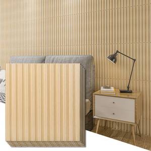 lot 3628 image: Art3d Slat Wall Panel, 3D Fluted Textured Panel 12-Tile 19.7 x 19.7in. - Oak - Retail $69