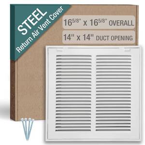 lot 3637 image: Hoovate 14 x 14 Inch (Duct Opening) Return Air Filter Grille for 1 Inch Filters, HVAC Vent Cover for Wall & Ceiling, Powder-Coated Steel with Removable Door - Retail $40