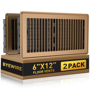 lot 3638 image: 6x12 Floor Register, Heavy Duty Steel Walkable Floor Vents Covers, Adjustable Air Supply Lever Register Vent Cover for Home Floor and Wall, Fits 12x6 and 6x12 Duct Opening, 2 Pack, Brown - Retail $30