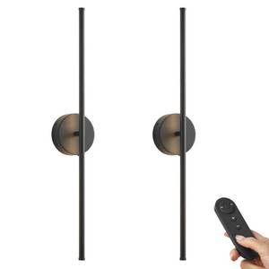 lot 3642 image: KARTOOSH Battery Operated Wall Sconces with Remote Control, Dimmable Wall Sconces Set of Two, 350° Rotate, 3000K LED Black Wireless Wall Light for Living Room, Bedroom,Hallway, 28.3 Inch (2 Pack) - Retail $110