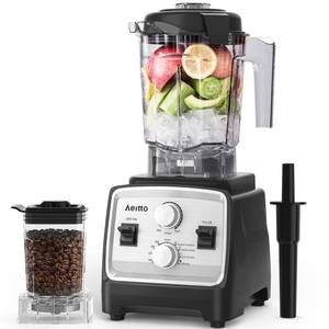 lot 3662 image: Aeitto Blenders for Kitchen with 1800W Motor, 68Oz. Large Capacity, 2-in-1 Blender & Grinder Combo, BPA-Free Countertop Professional Blender for Smoothies, Ice Crush, Frozen Drinks, Silver - Retail $90