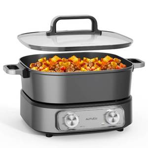 6-Quart Electric Skillet, Hot Pot | Non-Stick PFOA-Free Ceramic-Coated Pot, 1600W, Timer & 3 Power Settings for Steak, Egg, Ramen, Nonstick Pot - Retail: $100