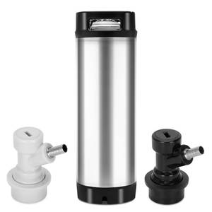 lot 3665 image: Corny Keg 5 Gallon Keg Made of Stainless Steel with Double Rubber Grips, 5 Gallon Beer Kegs for Home Brewing,5 Gallon Ball Lock Keg with Two Quick Release Fittings, Cold Brew Keg Available for Party - Retail $116