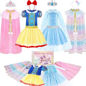 lot 57048 image: Princess Dress Up for Girls 3-6, Toddler Dress Up Clothes with Princess Cape and Hairbands, Pretend Play Toddler Girl Toys, Halloween Christmas Birthday Gifts for Kids(only 2set) - Retail $20