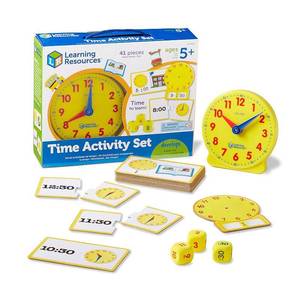lot 57051 image: Learning Resources Time Activity Set Time Clock Time Cards About Time  Ages 5 - Retail $15