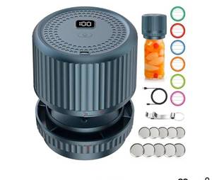 lot 57074 image: Auto Stop Electric Mason Jar Vacuum Sealer - 2026 Upgrade Smart Jar Vacuum Sealer for Mason Jars with Wide and Regular 2500mAh Battery Portable Mason Jar Sealer Machine Kit - Retail $25