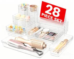 lot 57082 image: Drawer Organizer, Makeup organizer, Holds 177 Items Bathroom Organizers and Storage, Organization and Storage, Desk Drawer Organizer for Bathroom Vanity - Retail $14