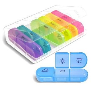 lot 57087 image: Weekly Pill Organizer 3 Times a Day 7 Day Medicine Pill Organizer and Travel Pill Box with Large Openings, Elegant Pill Case for Easy Use �� Morning Noon Evening Compartments for Pills, Vitamins - Retail $4