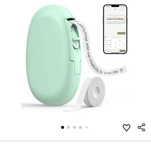 lot 57122 image: E10 Bluetooth Label Maker Machine with Tape, Continuous Waterproof Label, Versatile App with 35 Fonts and 1k Icons, Label Printer for Home, Kitchen, School, Office Organization, Green - Retail $16